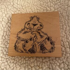 Sitting Bear Sketch Wood Mount Ink Rubber Stamp Judith T-14 Unused Animals Teddy